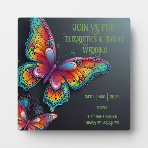 Whimsical Butterfly Romance Wedding Invitation Plaque