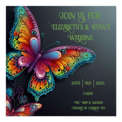 Whimsical Butterfly Romance Wedding Invitation Poster