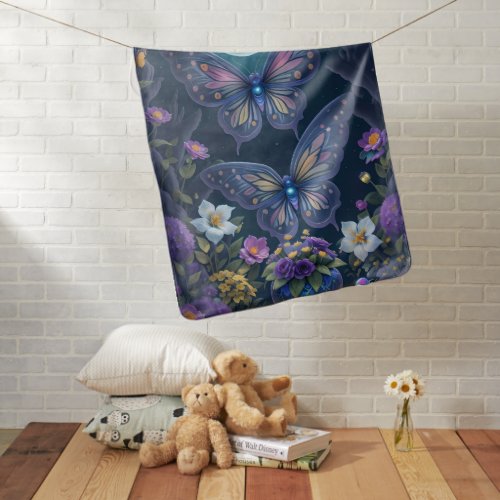 whimsical butterfly scene baby blanket