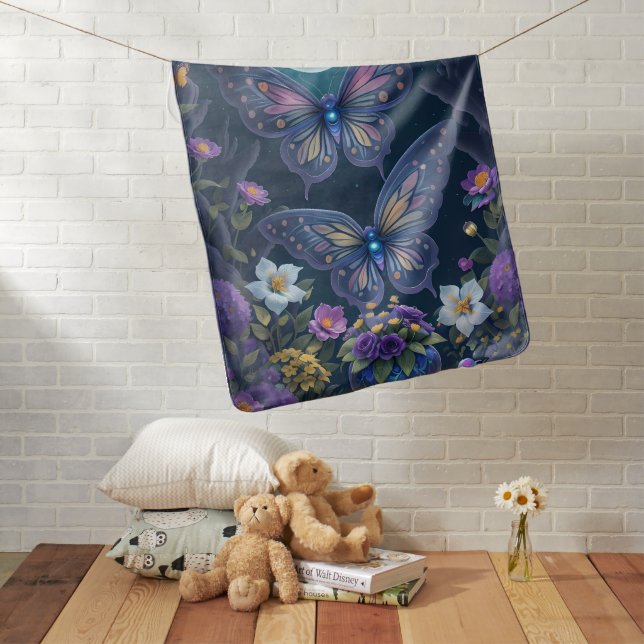 whimsical butterfly scene baby blanket (In Situ)