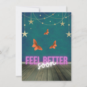 Whimsical Butterfly Scene Get Well Soon Card