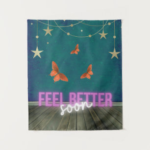 Whimsical Butterfly Scene Get Well Soon Tapestry