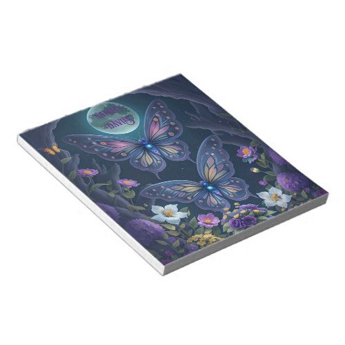 Whimsical butterfly scene in moonlight notepad