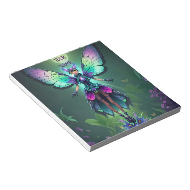 Whimsical butterfly scene in moonlight notepad (Angled)