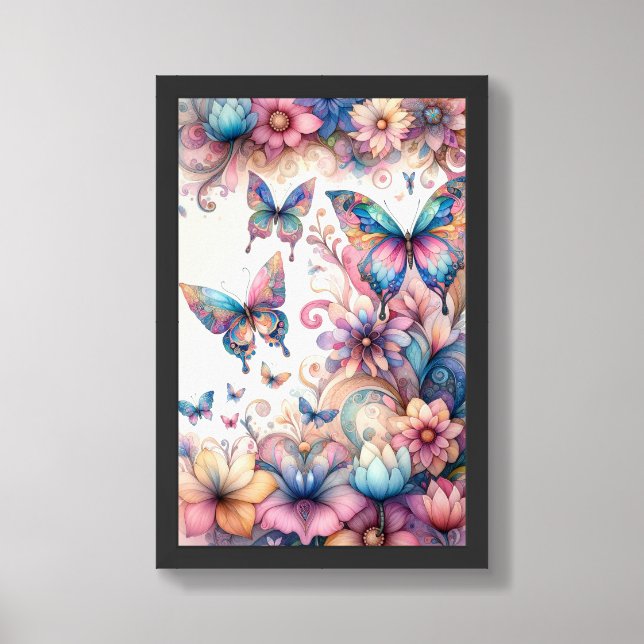 Whimsical Butterfly Wall Art Decor Ideas (Framed Front)