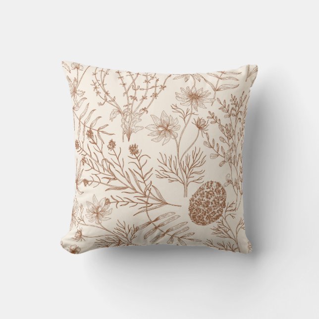Whimsical Cacti and Succulents Throw Pillow (Front)