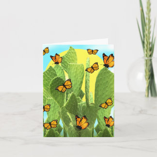 Whimsical Cactus And Butterflies Card