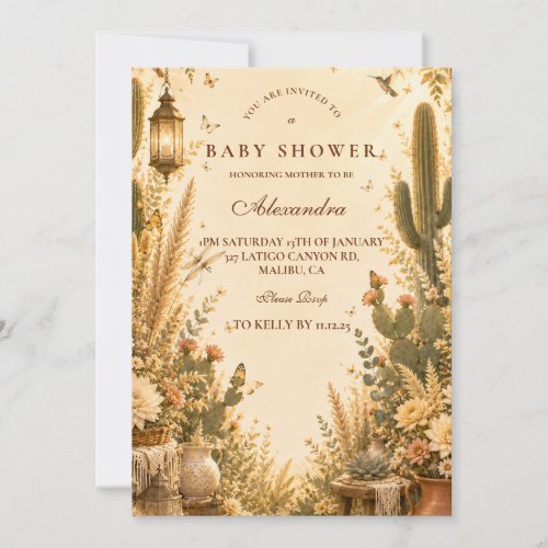 Whimsical Cactus Boho Baby Shower Invitation