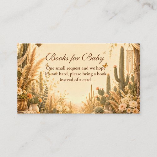 Whimsical Cactus Boho Books for Baby Enclosure Card