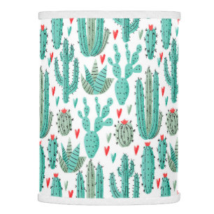 Whimsical cactus green white pattern summer lamp shade