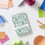 Whimsical cactus green white red pattern monogram iPad mini cover<br><div class="desc">A chic white background decorated with a whimsical pattern of painted cactus, cacti and succulents and red and green hearts. For teen girls and women. Personalize and add your name. The name is written with a large modern hand lettered style script. Green colored letters. To keep the swashes only delete...</div>