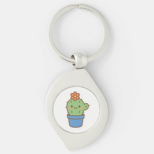 Whimsical Cactus Keychain (Front)