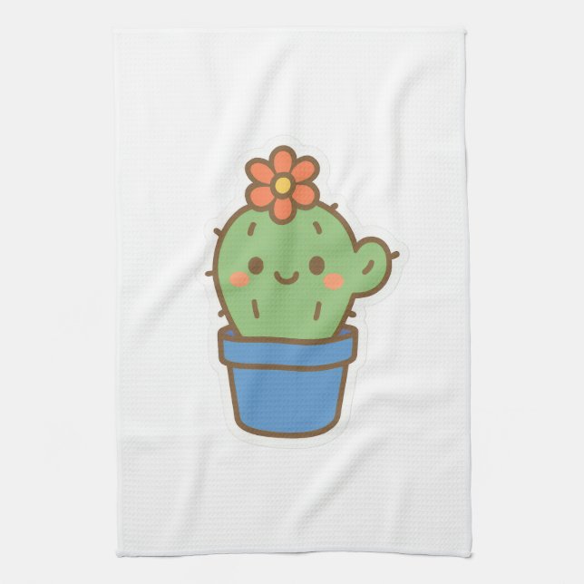 Whimsical Cactus Kitchen Towel (Vertical)