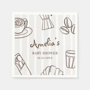 Whimsical Cafe Bebe Stripe Baby Shower Napkins