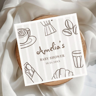 Whimsical Cafe Bebe Stripe Baby Shower Napkins