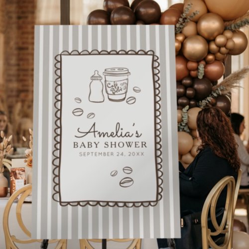 Whimsical Cafe Bebe Stripes Baby Shower Foam Board