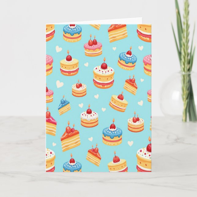 Whimsical Cake Art Birthday Card (Front)