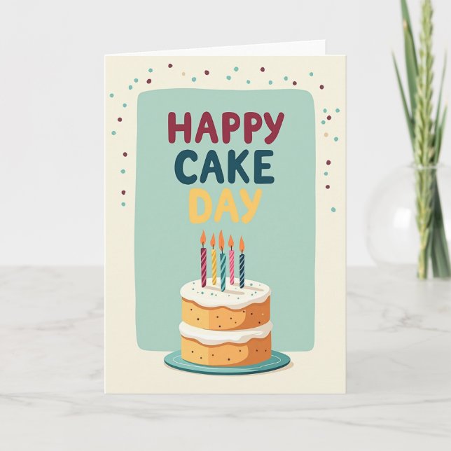 Whimsical Cake Celebration Card (Front)