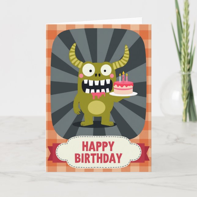 Whimsical Cake Creatures Birthday Card (Front)