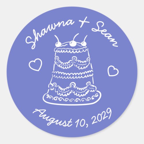 Whimsical Cake Doodle Sketch Modern CUSTOM Classic Round Sticker