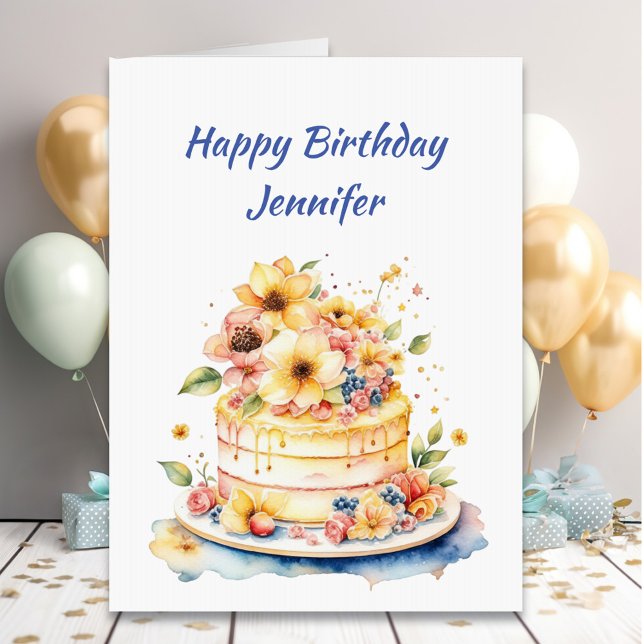 Whimsical Cake | Happy Birthday Personalized  Big Card (Creator Uploaded)