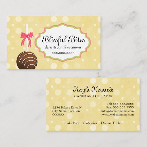 Customizable Cake Pops Business Cards