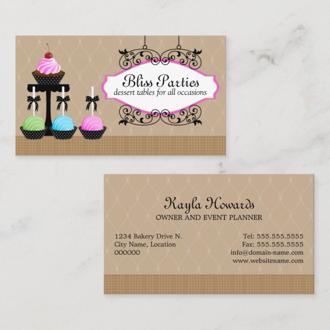 Whimsical Cake Pops Dessert Tables Business Card (Front/Back)