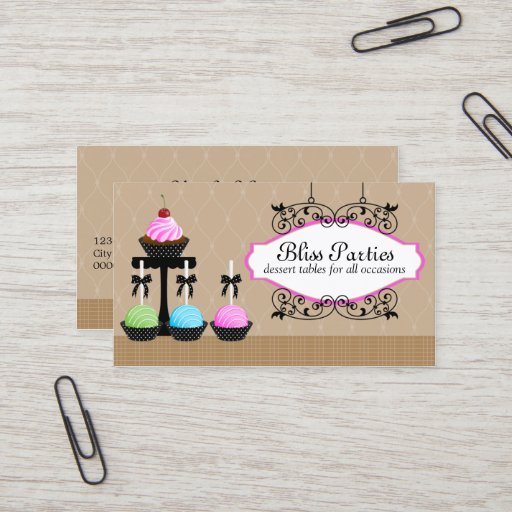 Customizable Cake Pops Dessert Tables Business Cards