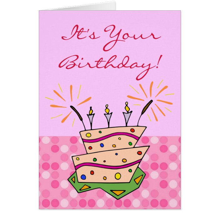 Whimsical Cake Sparklers Candles Happy Birthday Card | Zazzle