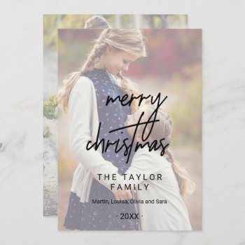 Whimsical Calligraphy | 2 Faded Photos Christmas Holiday Card by ChristmasPaperCo at Zazzle