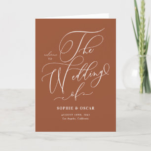 Whimsical Calligraphy Boho Terracotta Wedding Program