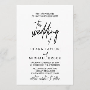 Whimsical Calligraphy   Cocktail Reception Wedding Invitation