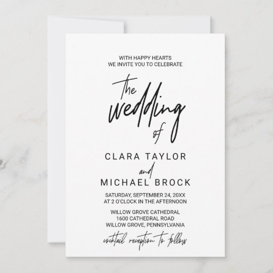 Whimsical Calligraphy | Cocktail Reception Wedding Invitation | Zazzle.com