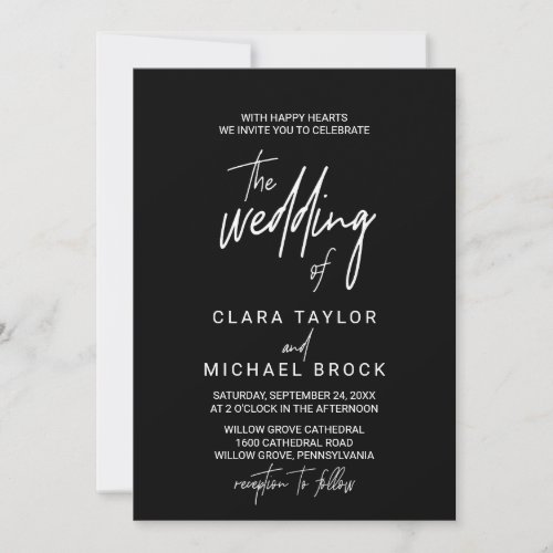 Whimsical Calligraphy  Dark The Wedding Of Invitation