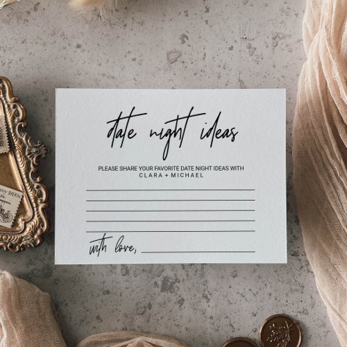 Whimsical Calligraphy Date Night Idea Cards