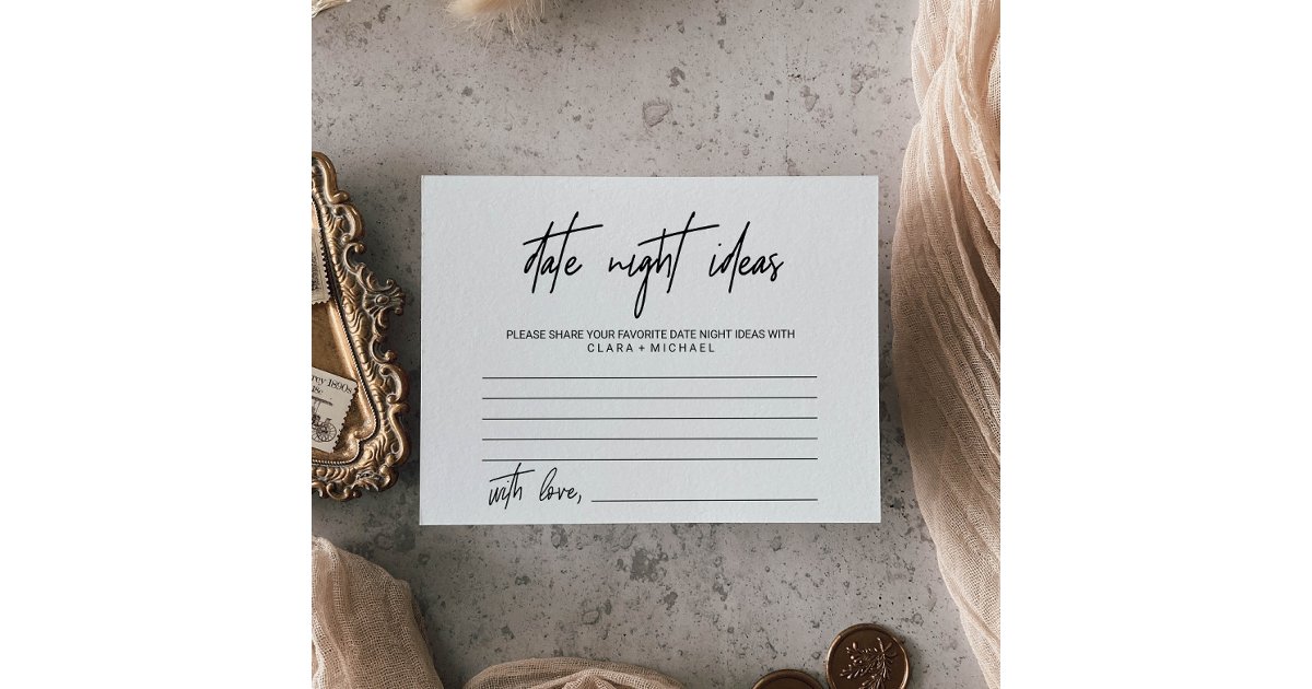 Whimsical Calligraphy Date Night Idea Cards | Zazzle