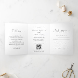 Whimsical calligraphy Elegant wedding Tri-Fold Invitation