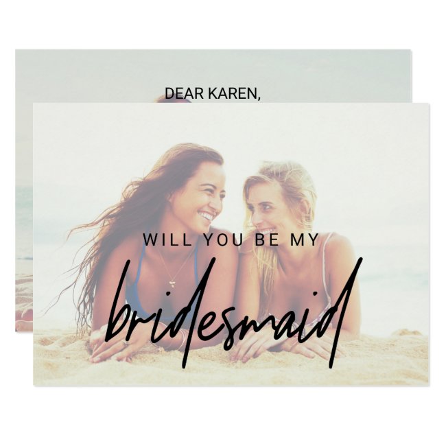 Whimsical Calligraphy | Faded Photo Bridesmaid Invitation
