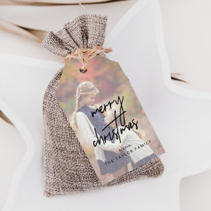 Whimsical Calligraphy Faded Photo Christmas Gift Gift Tags