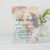 Whimsical Calligraphy | Faded Photo Couples Shower Invitation (Standing Front)