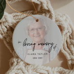 Whimsical Calligraphy Faded Photo In Loving Memory Ceramic Ornament at Zazzle