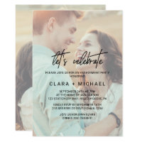 Whimsical Calligraphy Faded Photo Let's Celebrate Invitation