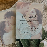 Whimsical Calligraphy Faded Photo Let's Celebrate