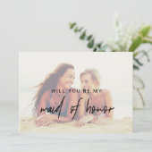 Whimsical Calligraphy | Faded Photo Maid Of Honor Invitation (Standing Front)