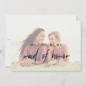 Whimsical Calligraphy | Faded Photo Maid Of Honor Invitation (Front)