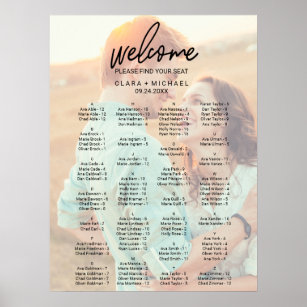 Whimsical Calligraphy | Faded Photo Seating Chart