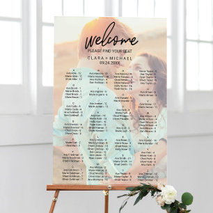 Whimsical Calligraphy   Faded Photo Seating Chart Foam Board
