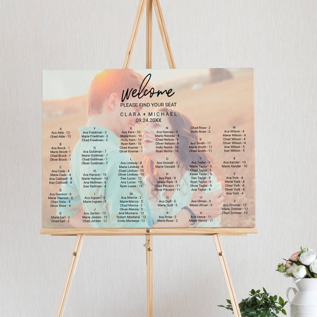 Whimsical Calligraphy | Faded Photo Seating Chart Foam Board (Creator Uploaded)