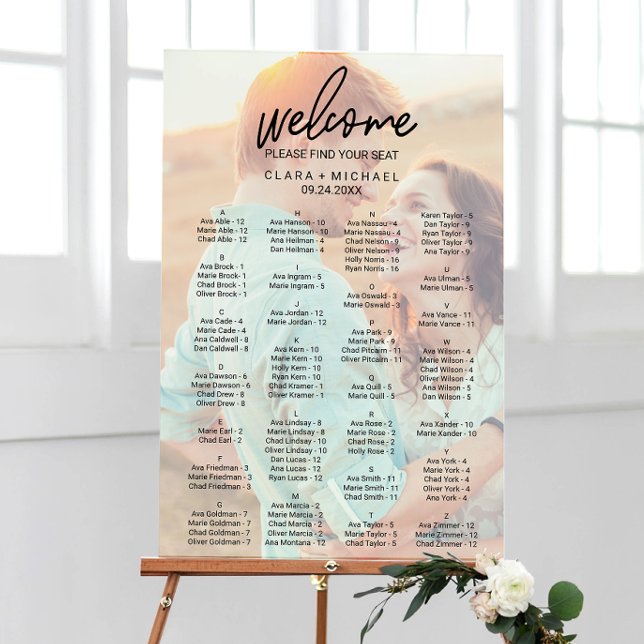 Whimsical Calligraphy | Faded Photo Seating Chart Foam Board (Creator Uploaded)