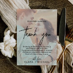 Whimsical Calligraphy | Faded Photo Thank You Card<br><div class="desc">This whimsical calligraphy faded photo thank you card is perfect for a modern wedding. The design features elegant yet rustic typography with your photo in the background. Place these cards at the table setting for each of your guests at your wedding reception. Personalize the card with your names and a...</div>